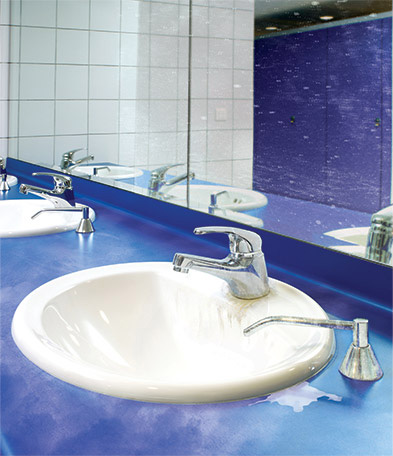 Dirty bathroom sink before Cintas restroom cleaning services