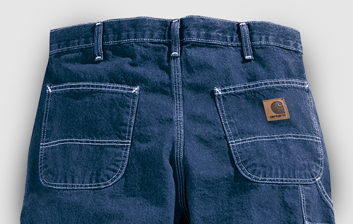 Back of Carhartt blue jeans