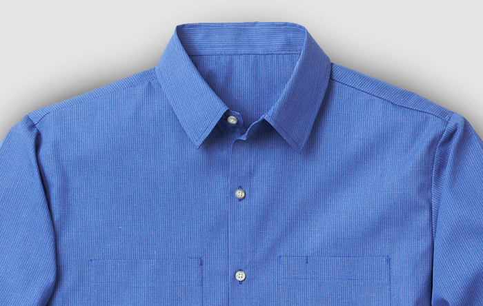 Blue collared button up shirt